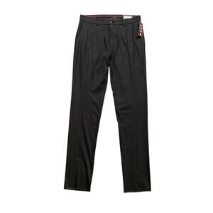 Bertini Pants Mens 32 Slim Fit Charcoal Flat Front Stretch Dress Flex Waistband